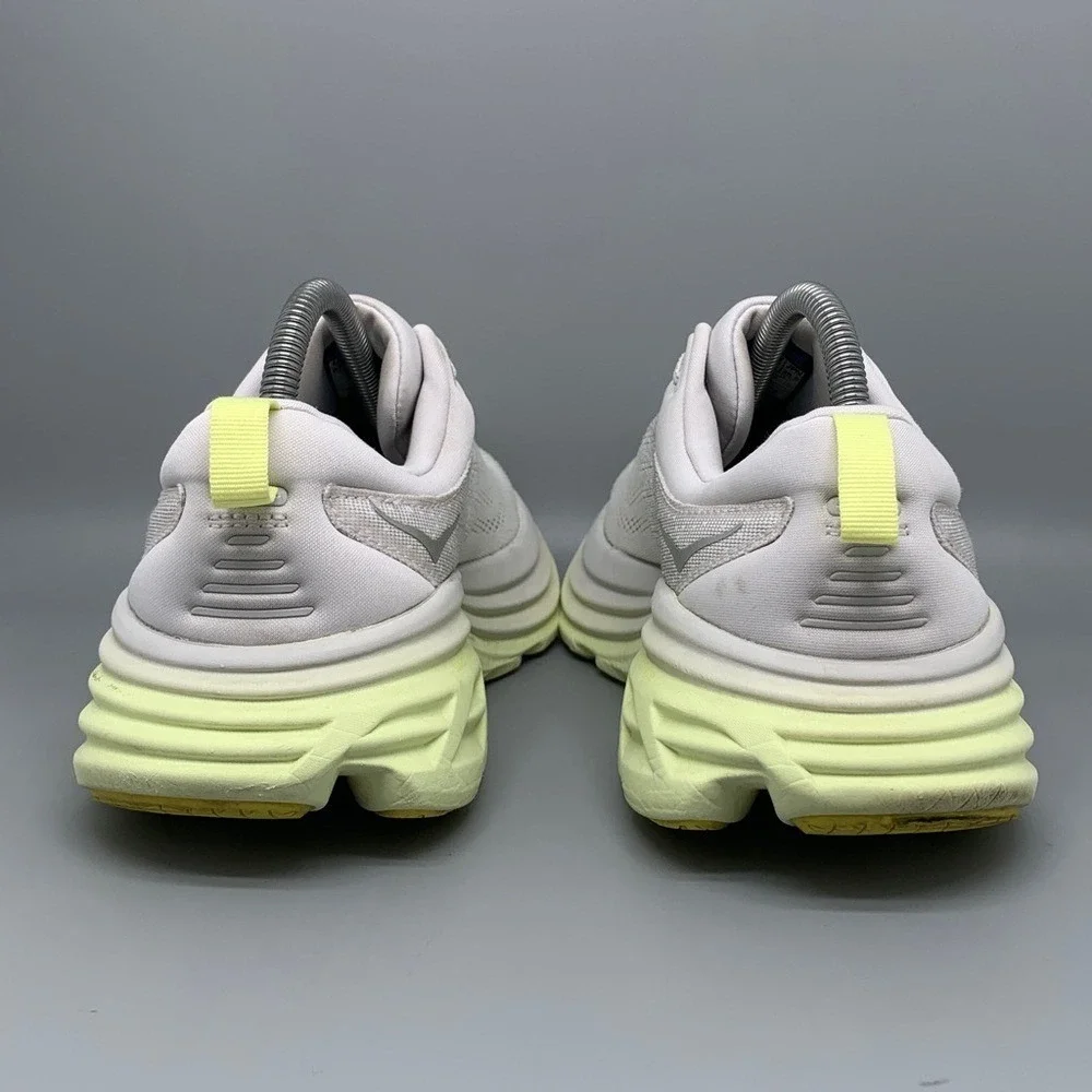 HOKA One Bondi 8 White Yellow Running Shoes Women's Sz 9.5 B